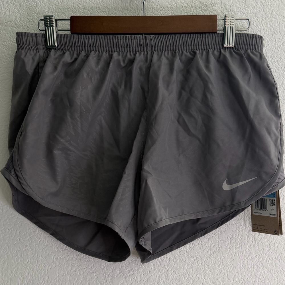 Nike Women's Gray Athletic Running Shorts with Swoosh